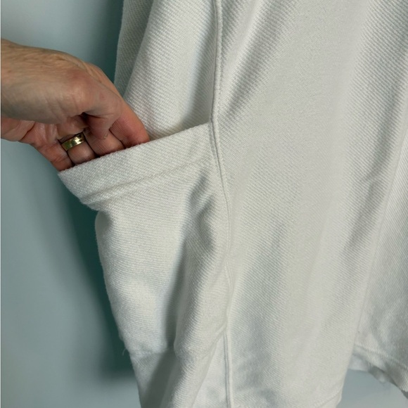 Free People Willow Tunic Polo M Oversized Dolman Sleeve Button Pocket Top White - Picture 5 of 13